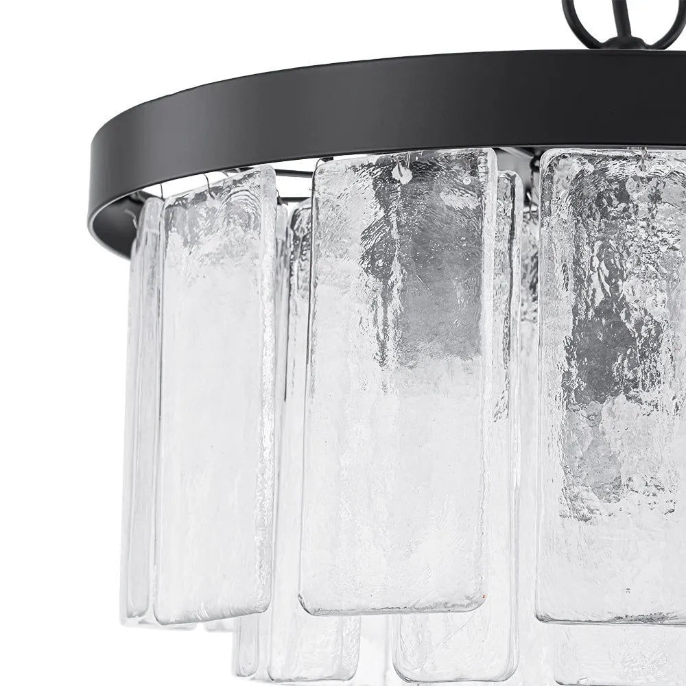 Kieran Modern Tiered Water Glass Drum Chandelier