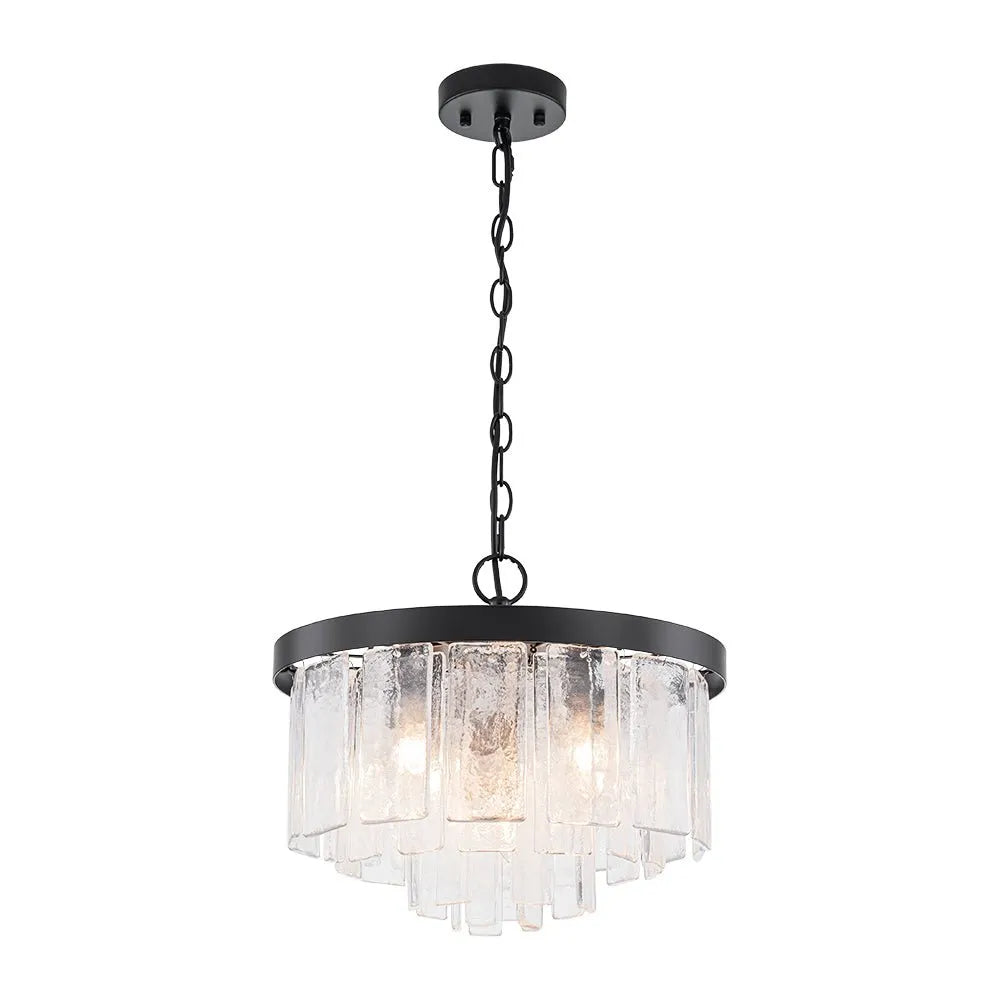 Kieran Modern Tiered Water Glass Drum Chandelier