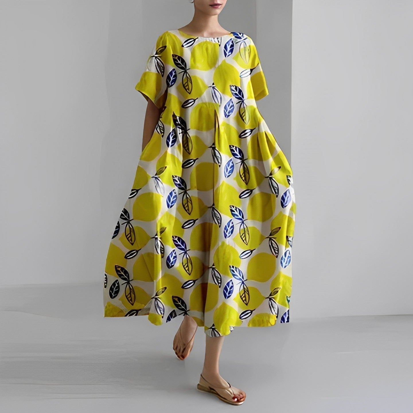 Avencea - Midi Dress with Floral Pattern