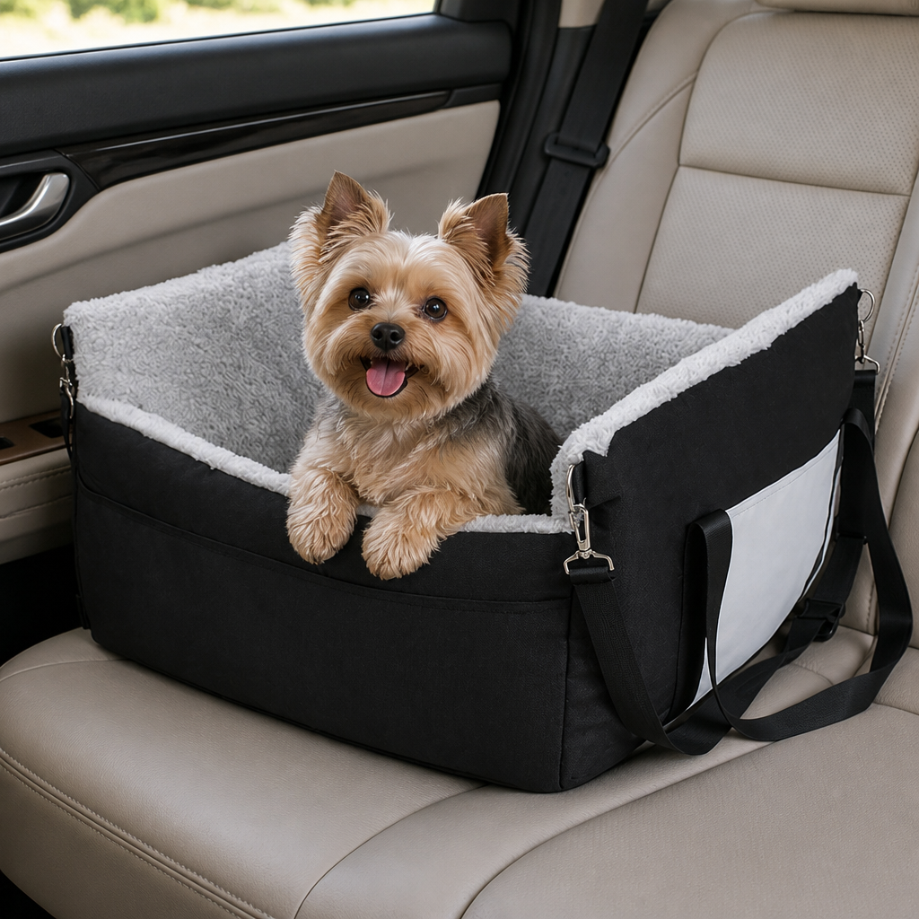 DogBedHouse Double Seat Belts & Washable Dog Car Seat (Small Dog)