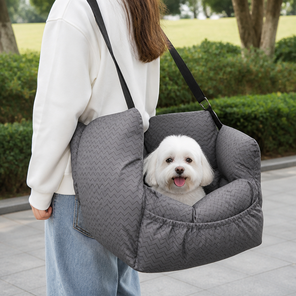 DogBedHouse Breathable Polyester Travel Carrier (Safety Hook & Car Seat Fit)