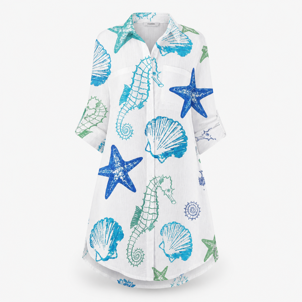 Women's Cotton A-Line Midi Dress | Relaxed Fit | Printed Skirt, Flared Silhouette | Summer Dress, Beach & Garden Party