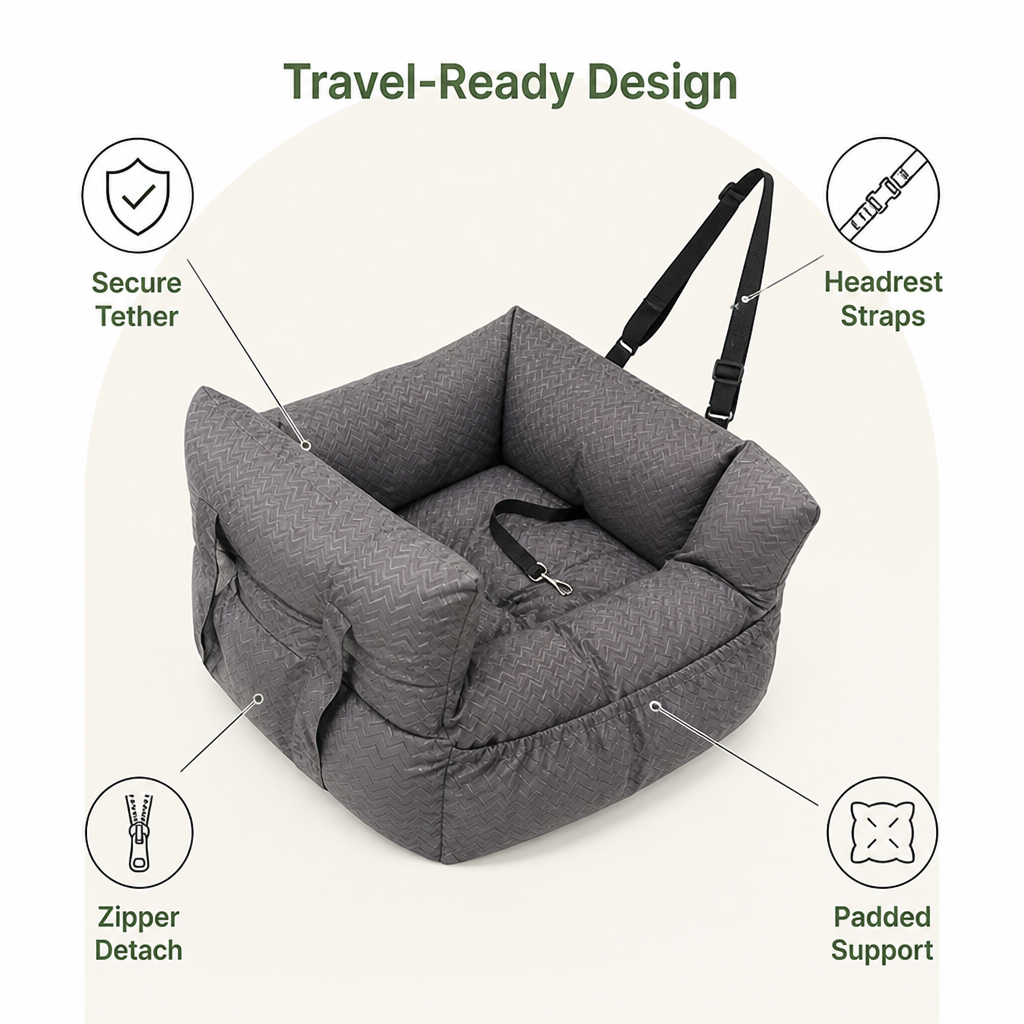 DogBedHouse Breathable Polyester Travel Carrier (Safety Hook & Car Seat Fit)