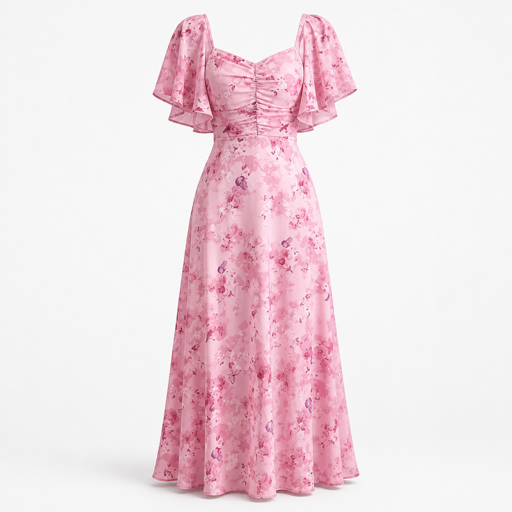 Women's Party Dress | Slim Elegant Style | Lotus Leaf Sleeves