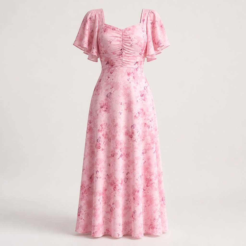 Women's Party Dress | Slim Elegant Style | Lotus Leaf Sleeves