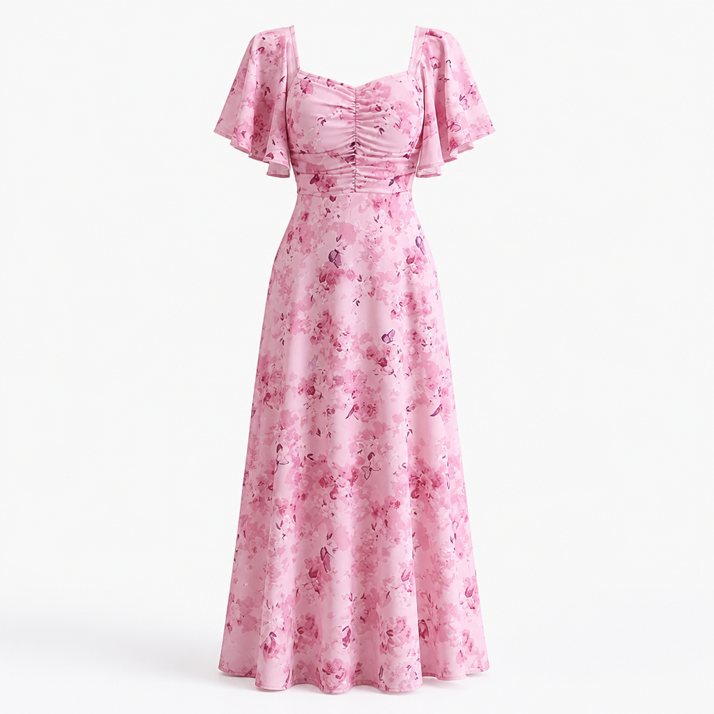 Women's Party Dress | Slim Elegant Style | Lotus Leaf Sleeves