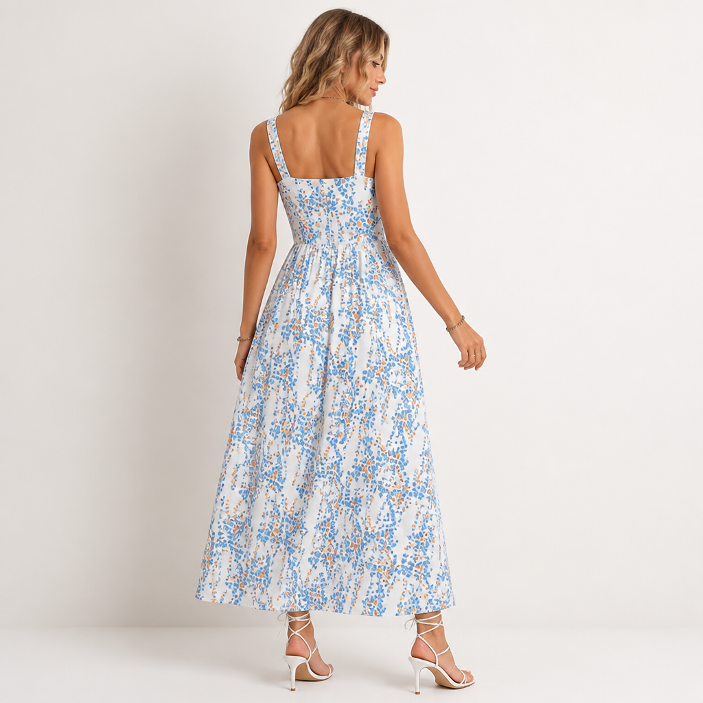 Women's Printed Camisole Dress | Loose Fit Sleeveless | Button-Front & Side Split | Summer Casual