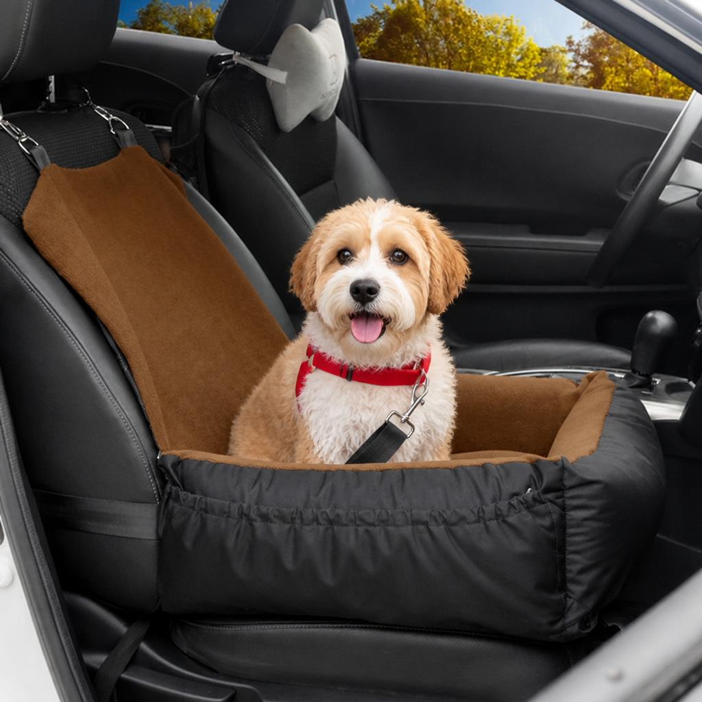 DogBedHouse Washable Fleece & Clip-On Safety Dog Booster Seat