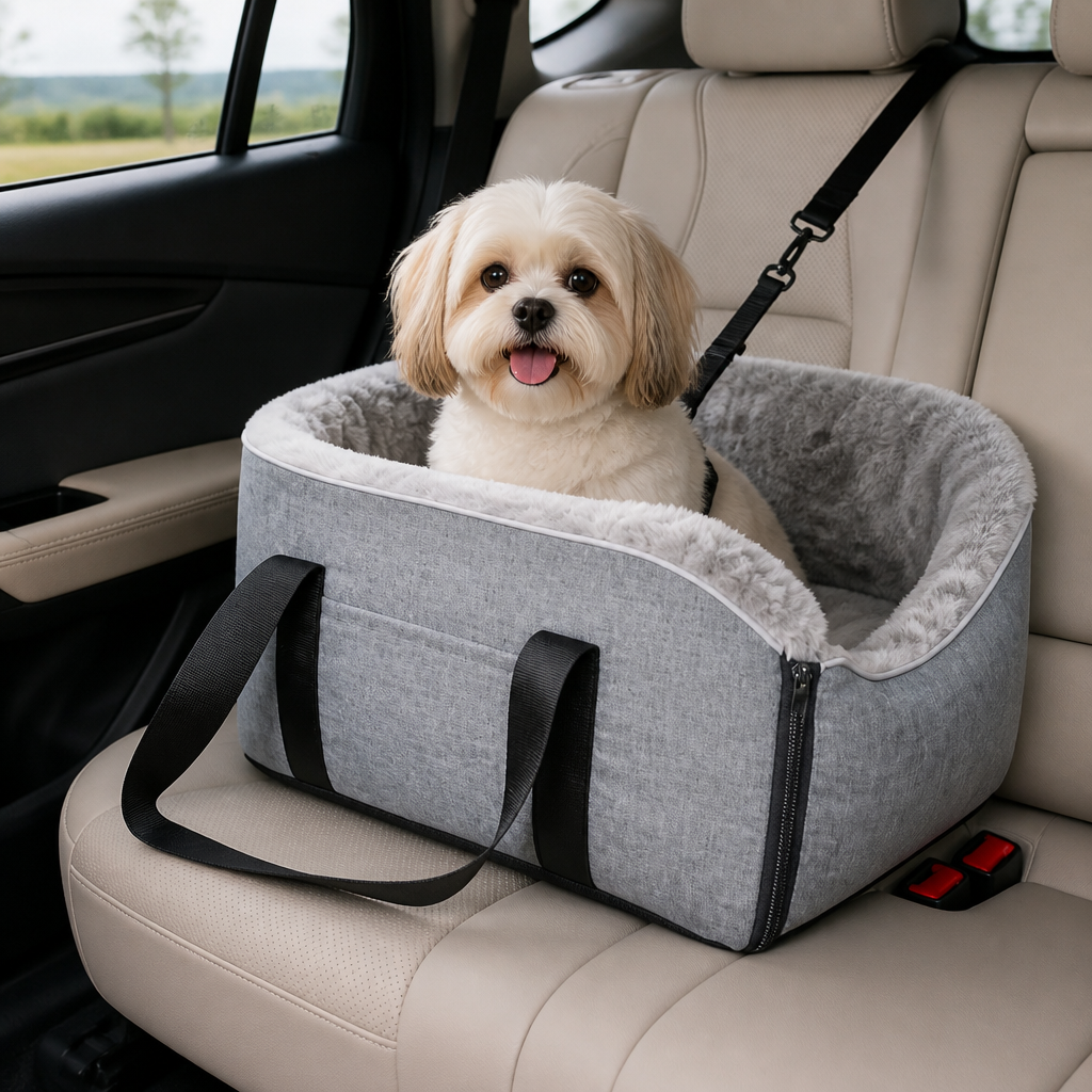 DogBedHouse Plush Polyester & Safety Buckles Booster Car Seat