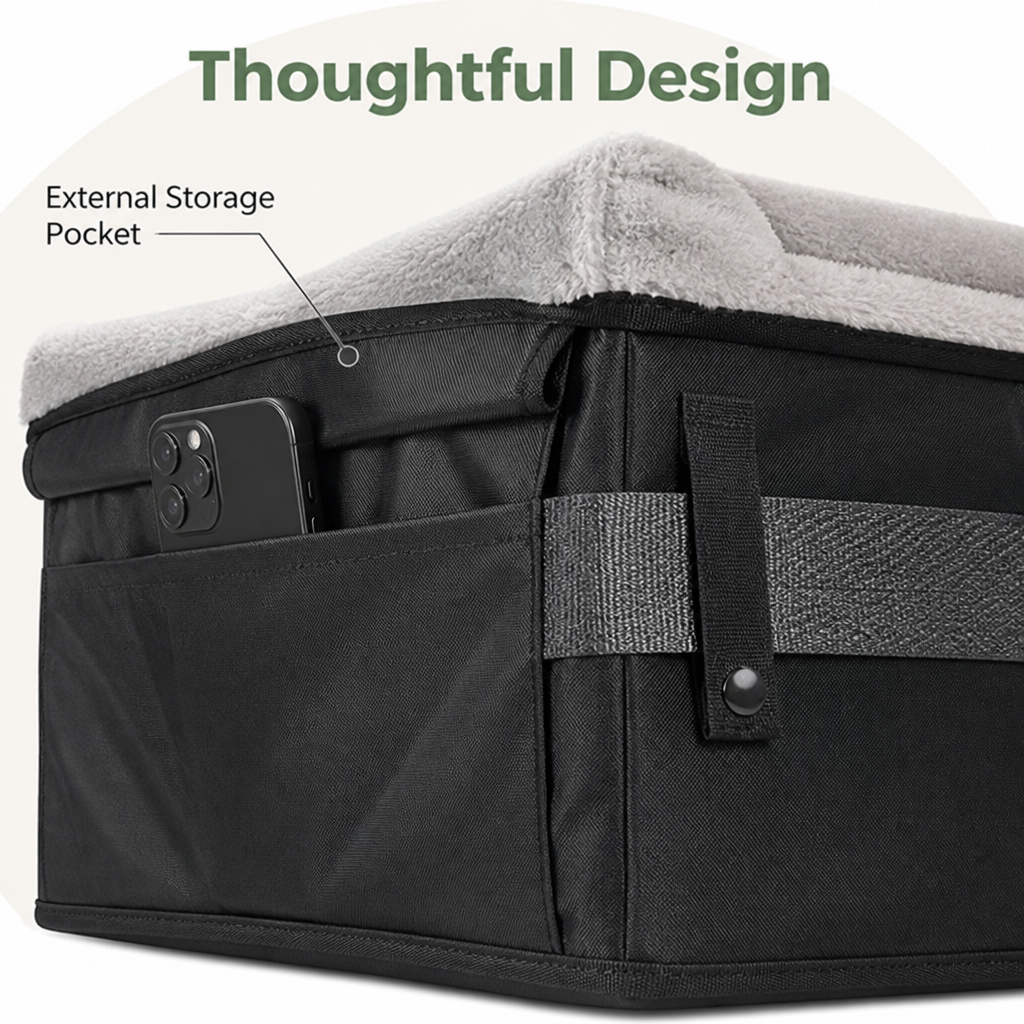 DogBedHouse Washable Foldable Elevated Booster Dog Car Seat (With Storage Bag)