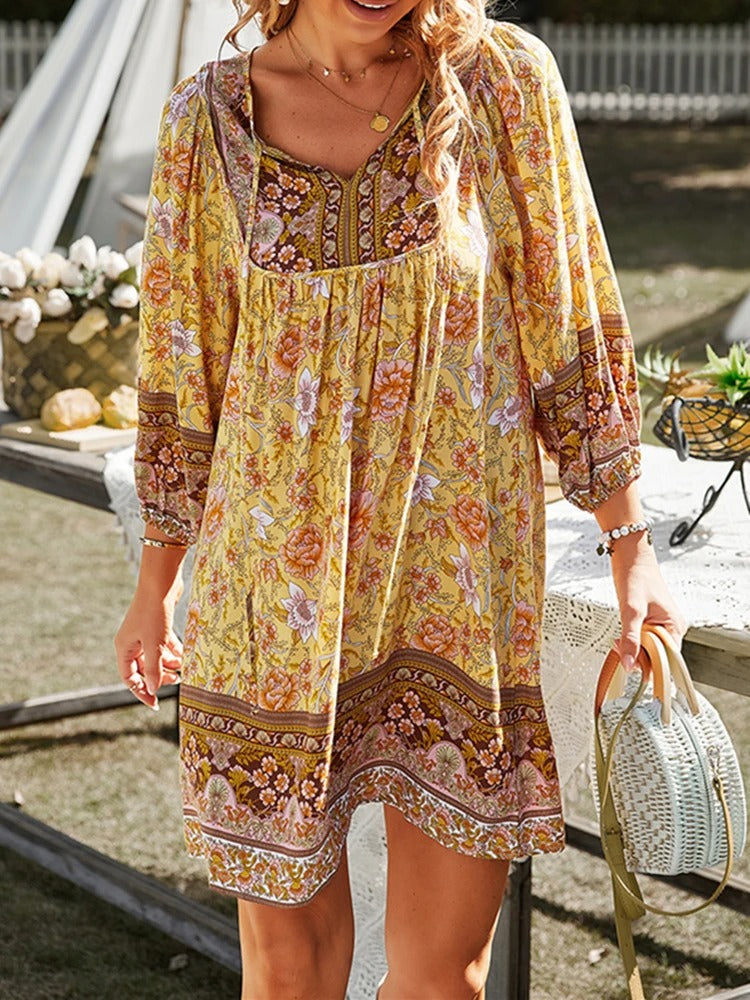 Avencea - Women's Summer Bohemian Floral Mini Dress in Modern Style