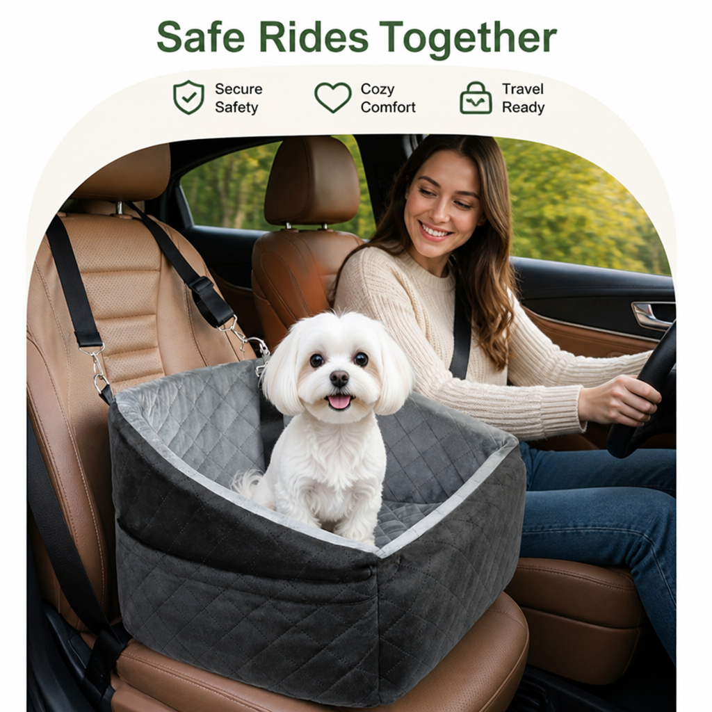 DogBedHouse Detachable & Washable Safety Belt Car Booster Seat
