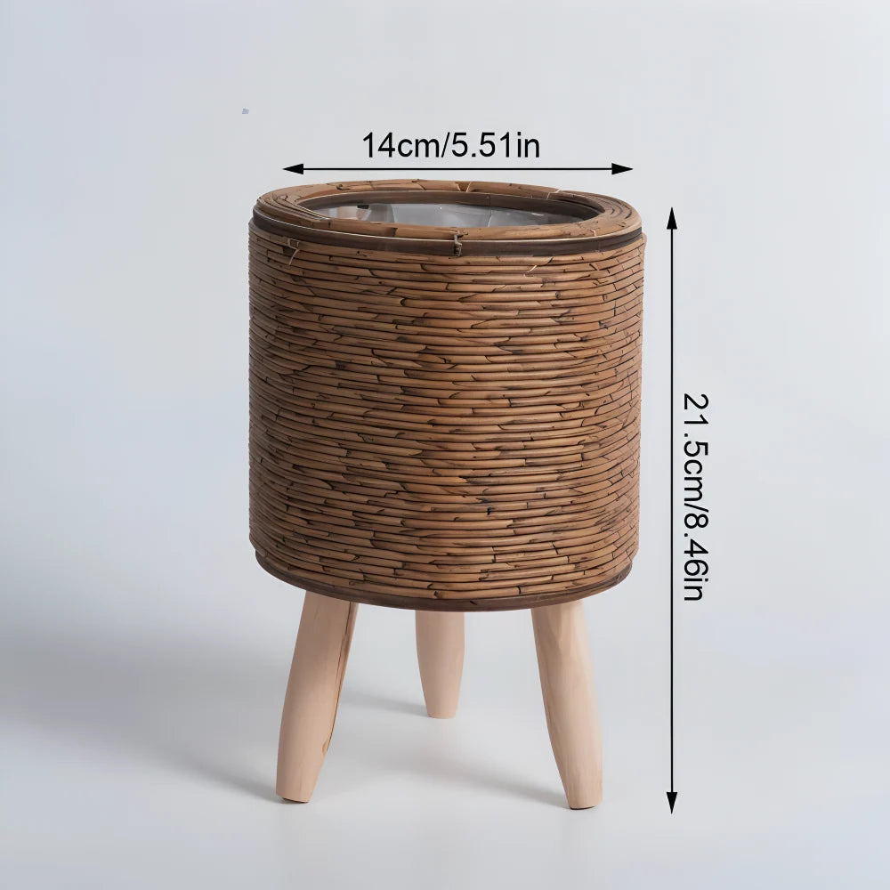 Artificial Basket Planter Rustic Rattan Floral Pot