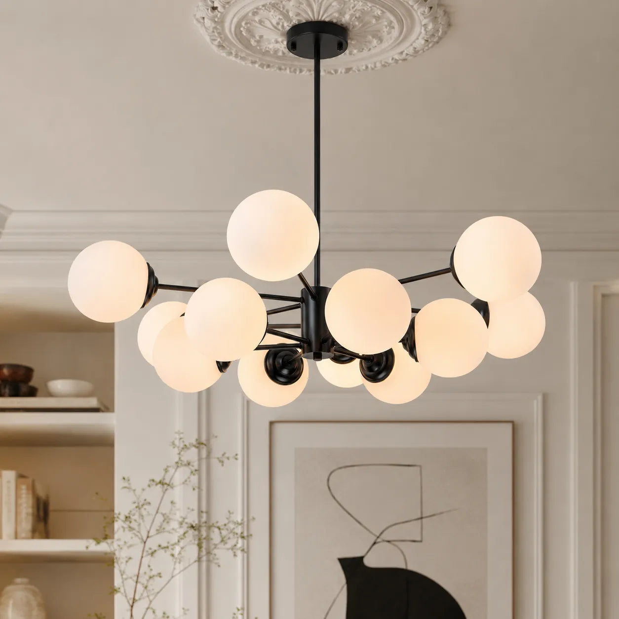Magnus 12 Light Mid-Century Bubble Sputnik Chandelier