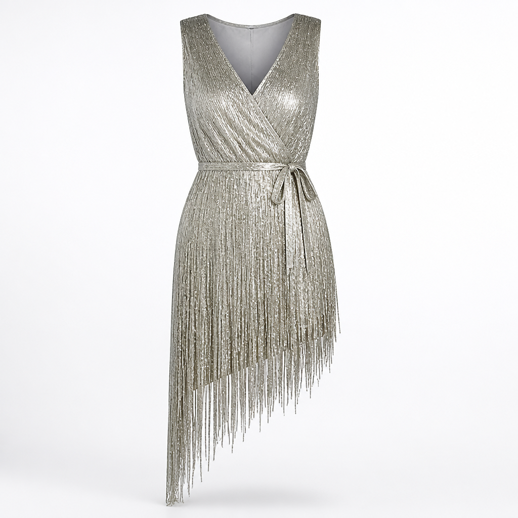 Women's V-Neck Wrap Dress | Regular Fit | Self-Tie Waist, Midi Length | Summer Dress | Wedding Guest Outfit | Evening Wear