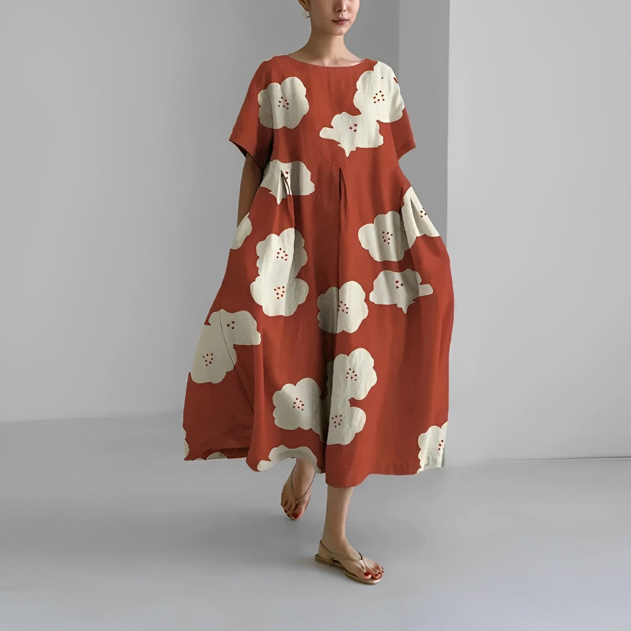 Avencea - Midi Dress with Floral Pattern