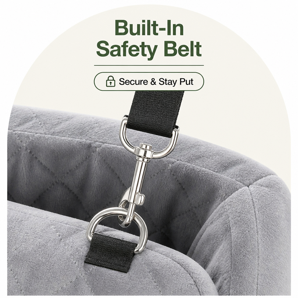 DogBedHouse Breathable & Washable Dog Car Seat (Built-In Safety Belt)