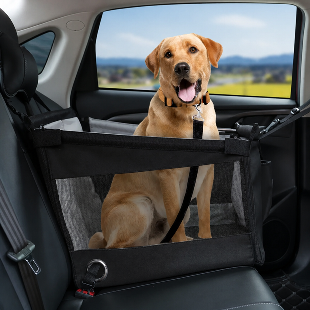 DogBedHouse Waterproof Mesh & Safety Attachments Pet Car Seat