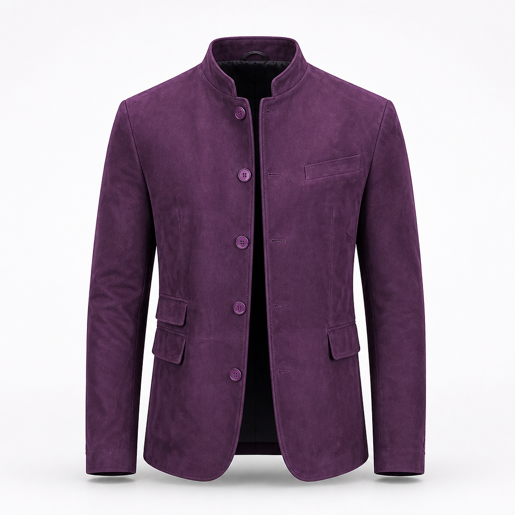 Men's Suede Blazer | Regular Fit | Single-Breasted, Button Closure, Notch Lapel | Smart Casual Business Casual
