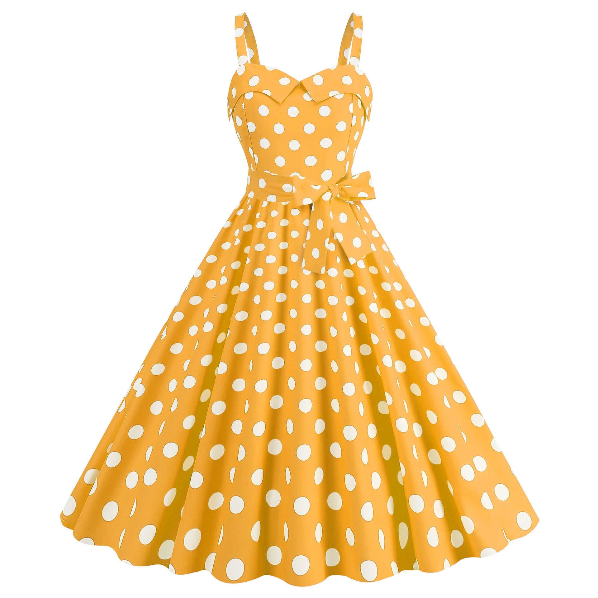 Elegant Women Polka Dot Dress Summer Hepburn 1950s 60s Vintage Sexy Halter Rockabilly Retro Party Office Dresses 2026 Robe Pinup