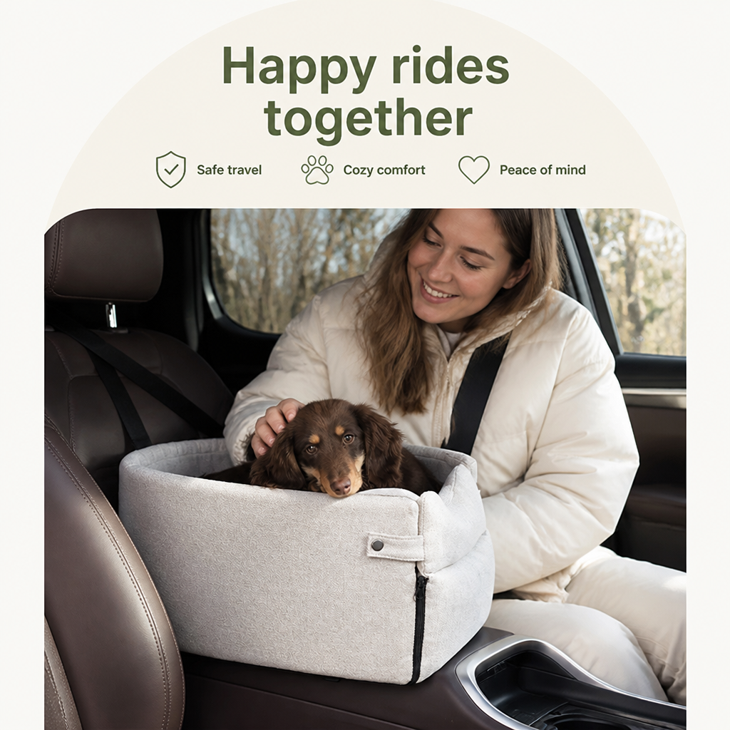DogBedHouse Plush & Durable Polyester Dog Car Seat (Small/Medium)