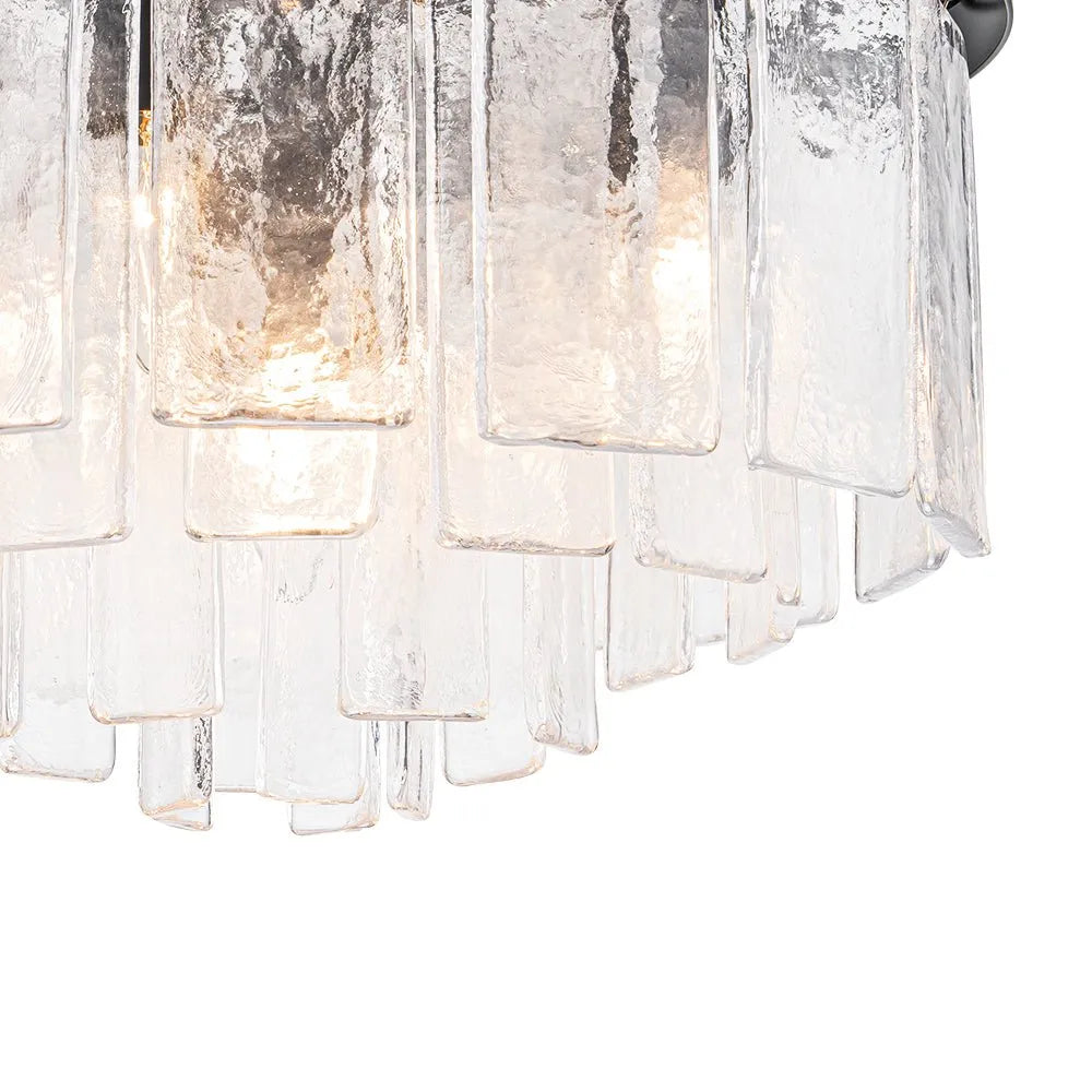 Kieran Modern Tiered Water Glass Drum Chandelier