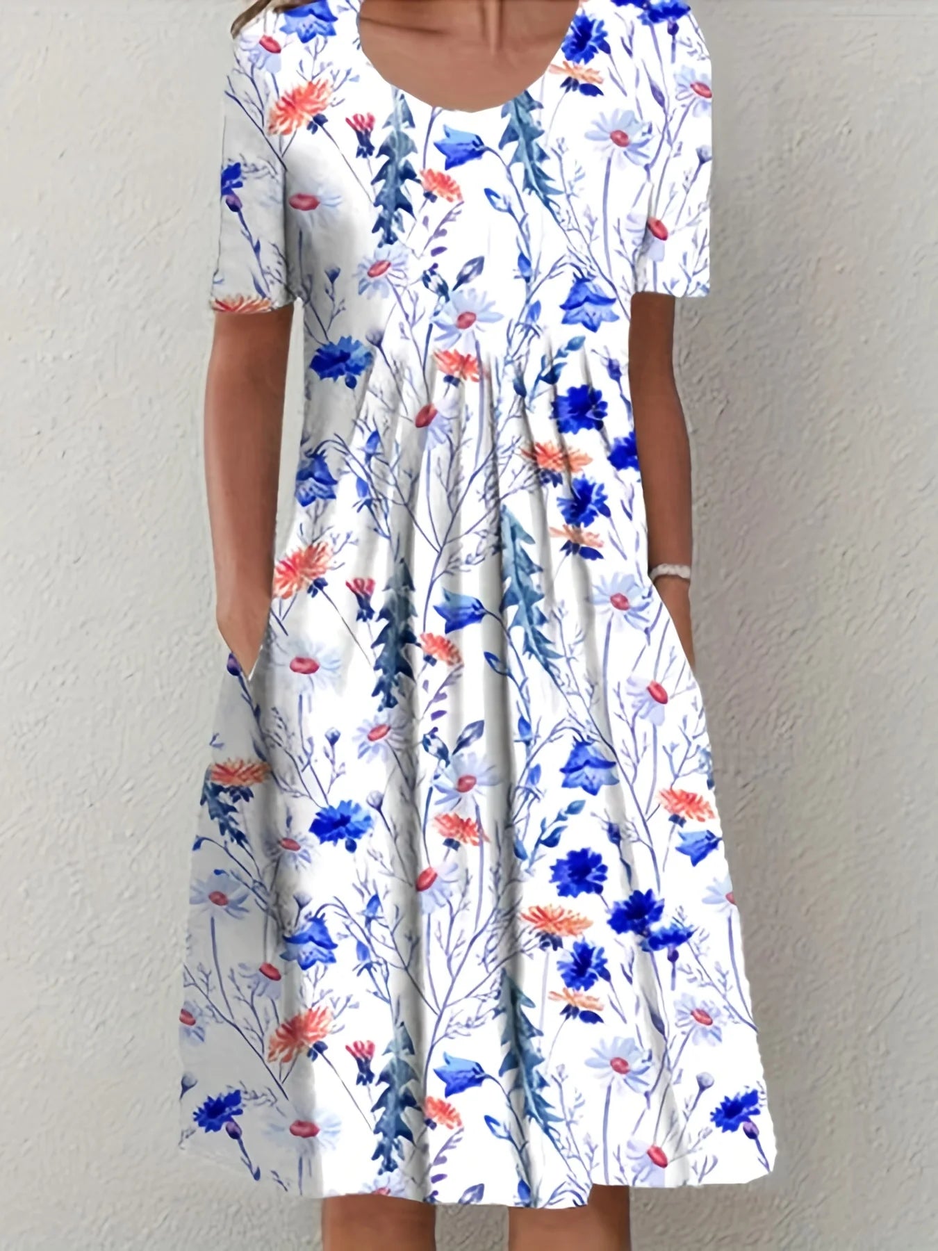 Elegant Women's Short-Sleeved round Neck Dress Printed Large Skirt  Summer 2026 New Collection Fashionable Casual Maxi Dress