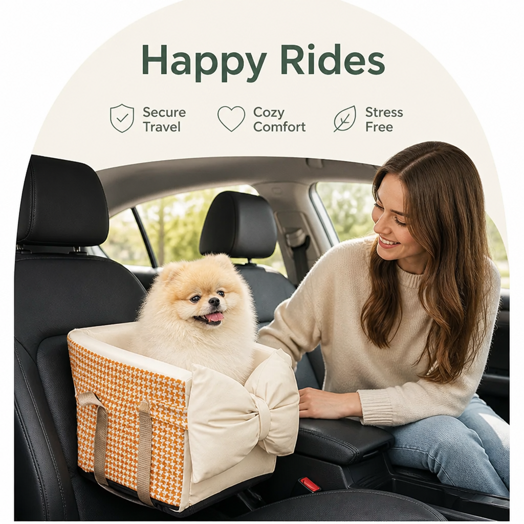 DogBedHouse Plush-Lined & Safety Leash Dog Car Seat