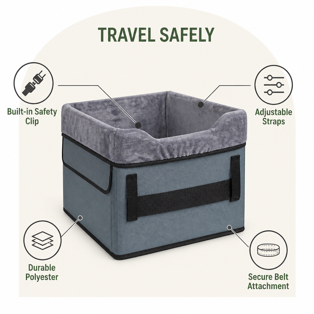 DogBedHouse Clip-On Safety & Adjustable Dog Car Seat
