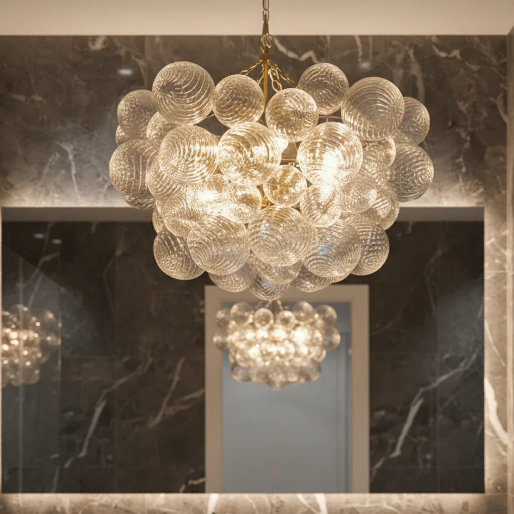 Eleni Clear Ribbed Glass Bubble Chandelier