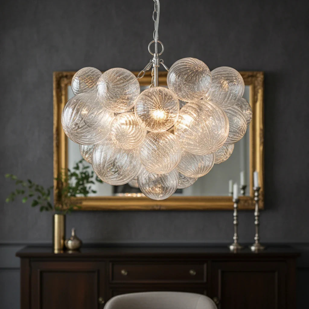 Eleni Clear Ribbed Glass Bubble Chandelier