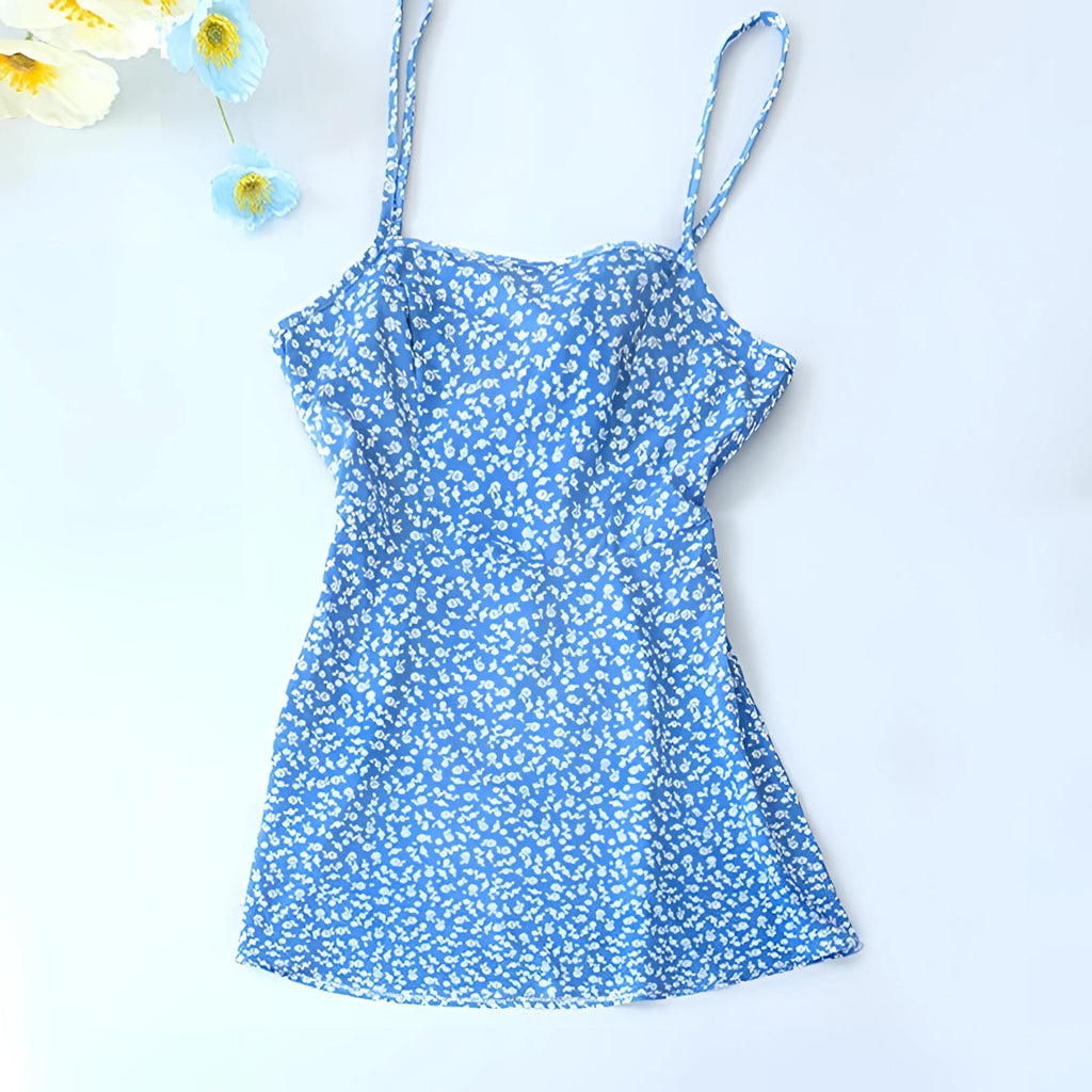 Vibrant Floral Print Sundress - Red Sleeveless Summer Dress