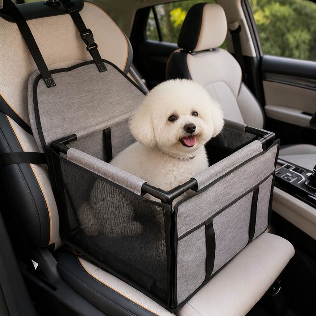 DogBedHouse Safety Booster & Removable Mat Dog Car Seat (Up to 30 lb)