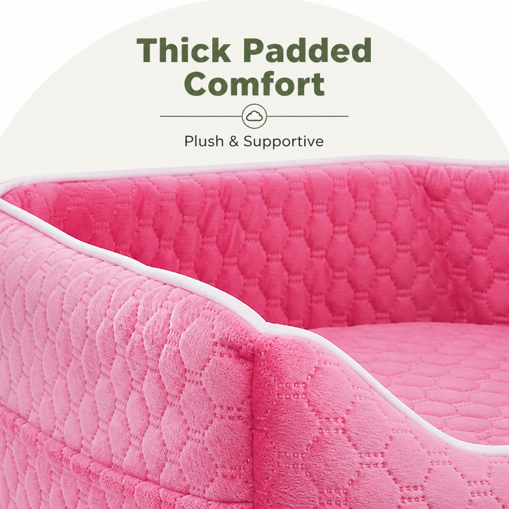 DogBedHouse Thick Padded Dog Booster Seat (Removable & Washable Cover)