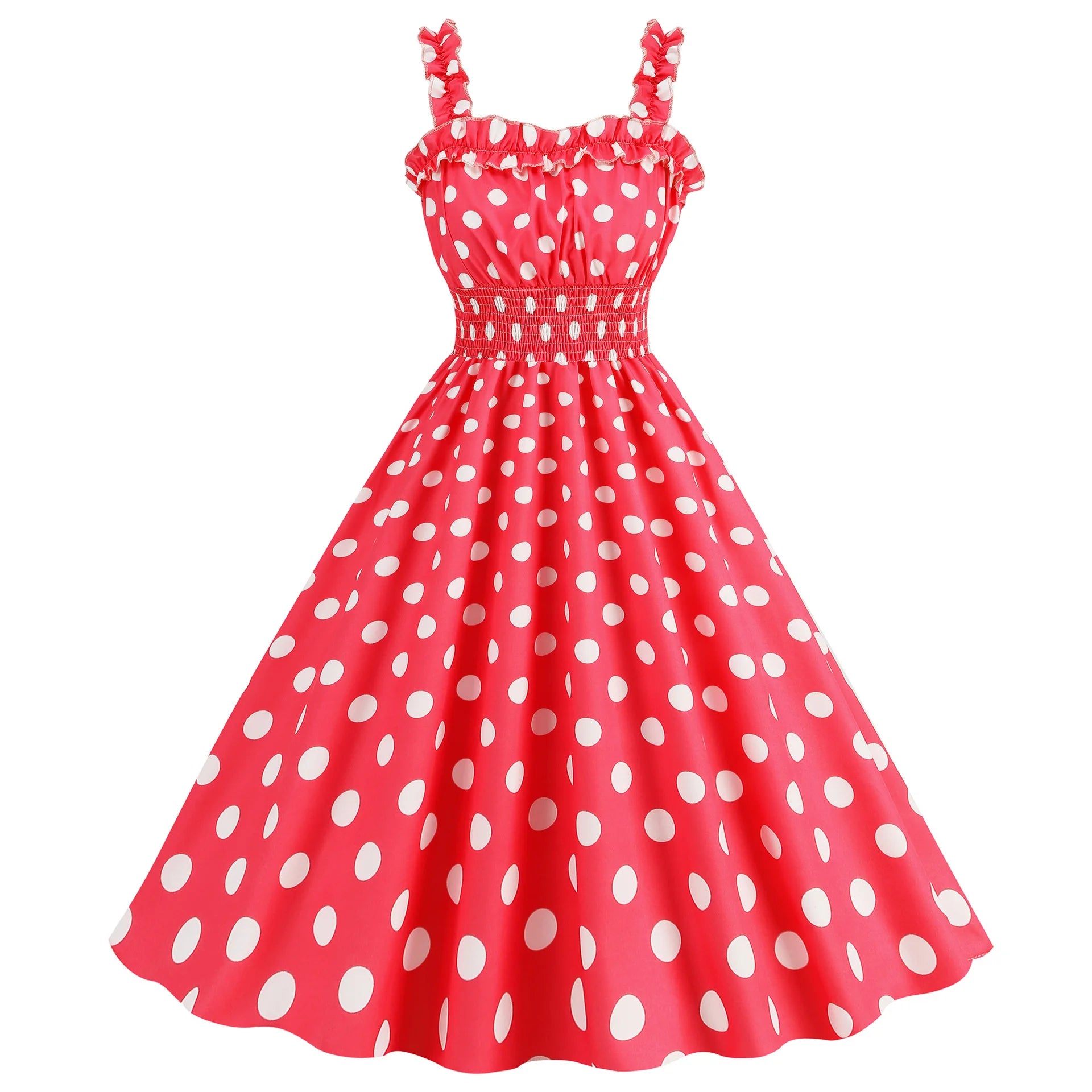 Elegant Women Polka Dot Dress Summer Hepburn 1950s 60s Vintage Sexy Halter Rockabilly Retro Party Office Dresses 2026 Robe Pinup