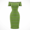 Women's Wrap Sundress | Knitted Fabric | Slash-Neck Striped Bodycon | Short Sleeve