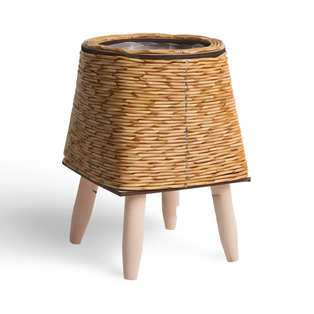 Artificial Basket Planter Rustic Rattan Floral Pot