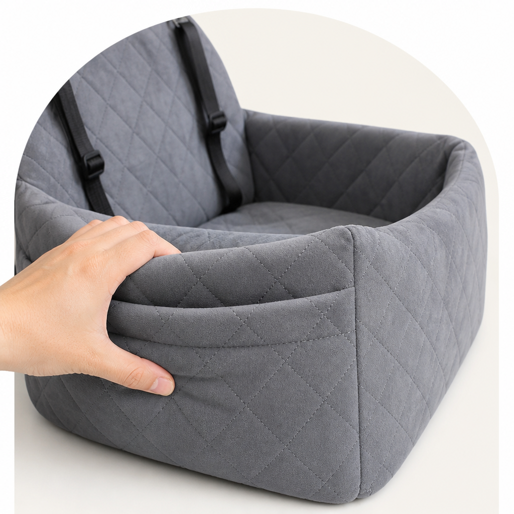 DogBedHouse Breathable & Washable Dog Car Seat (Built-In Safety Belt)