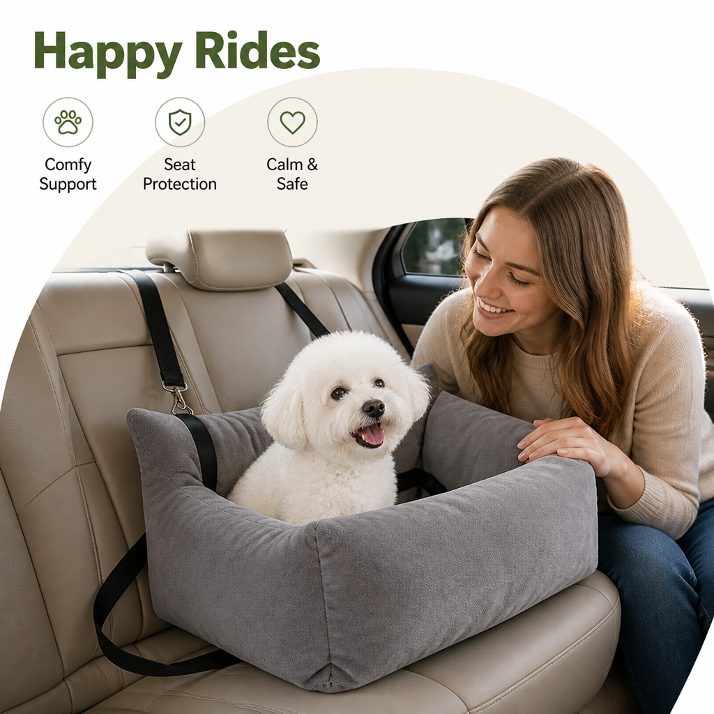 DogBedHouse Cushioned Plush Washable Car Seat Cover (Foldable Hammock)