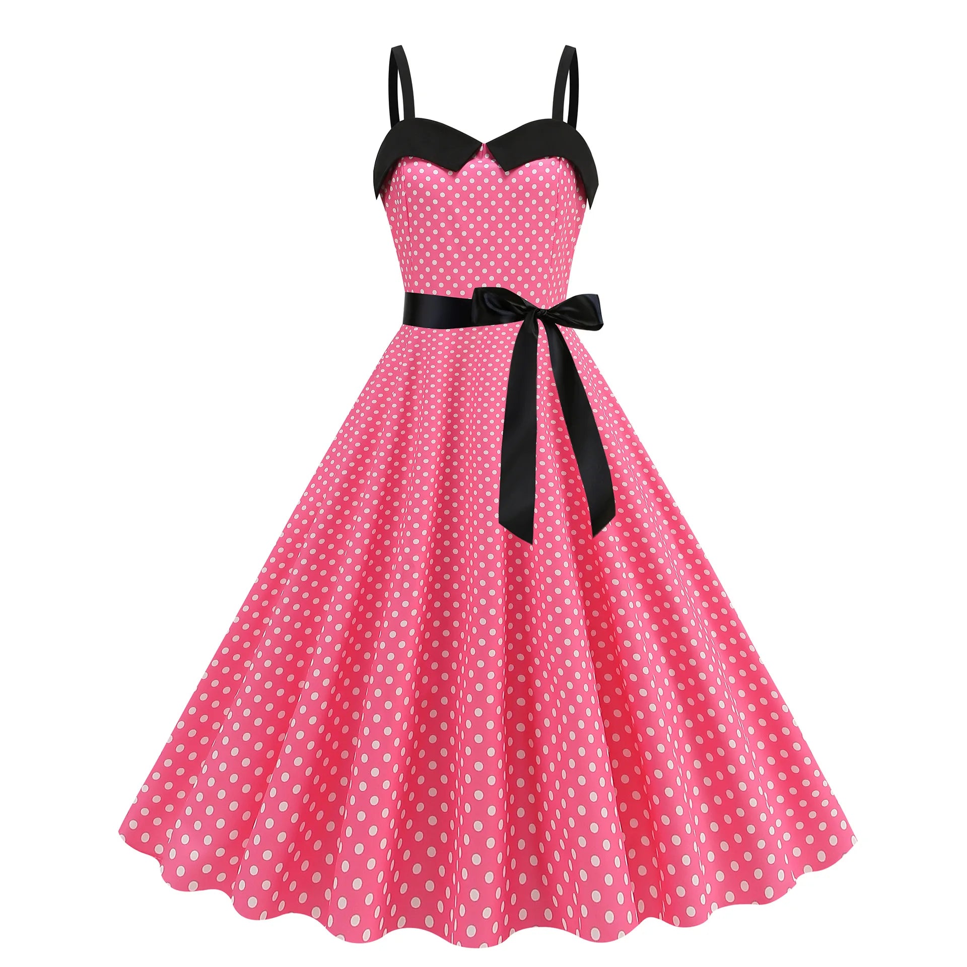 Elegant Women Polka Dot Dress Summer Hepburn 1950s 60s Vintage Sexy Halter Rockabilly Retro Party Office Dresses 2026 Robe Pinup