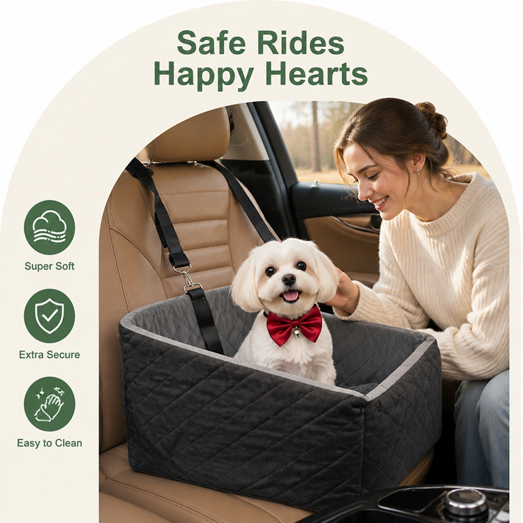 DogBedHouse Washable Plush & Non-Slip Car Seat Booster