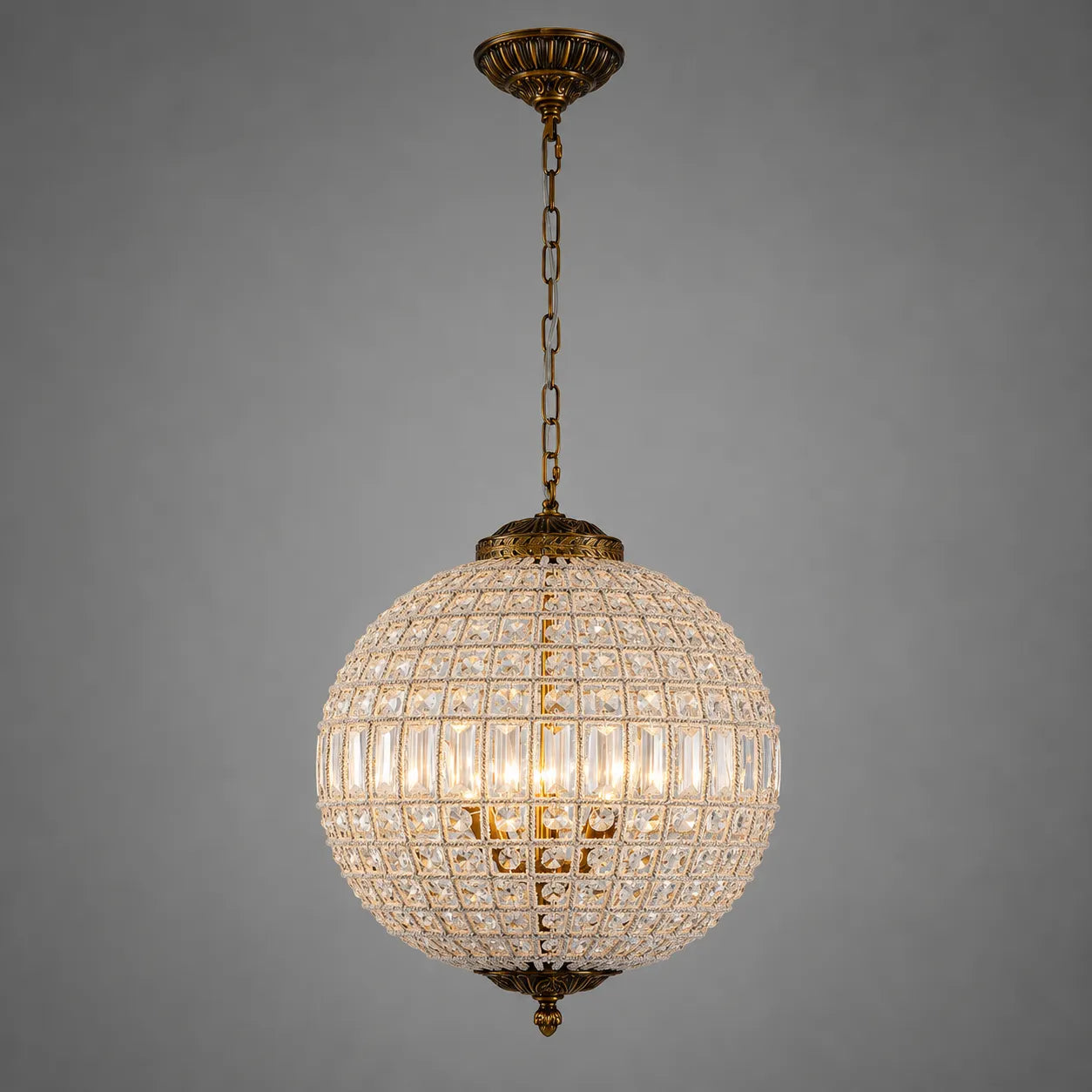 Vera Vintage Antiqued Globe Crystal Chandelier Light