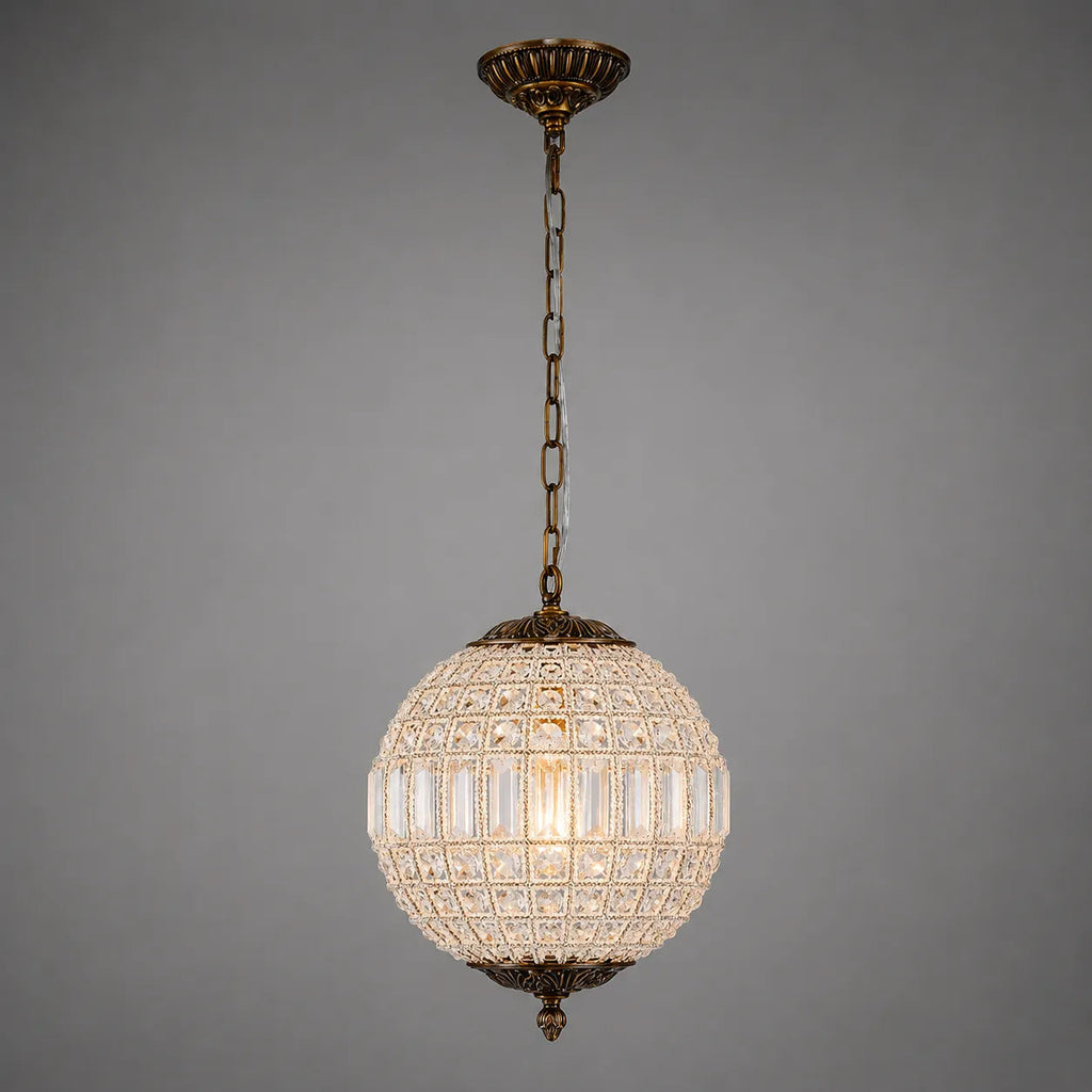 Vera Vintage Antiqued Globe Crystal Chandelier Light