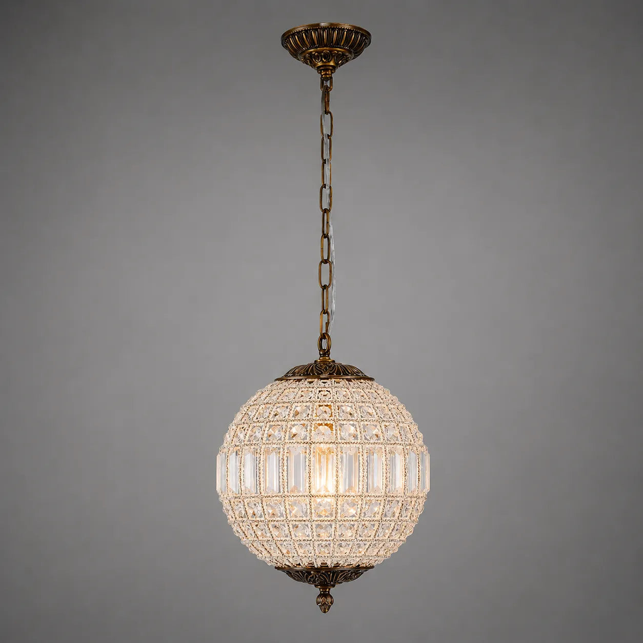 Vera Vintage Antiqued Globe Crystal Chandelier Light