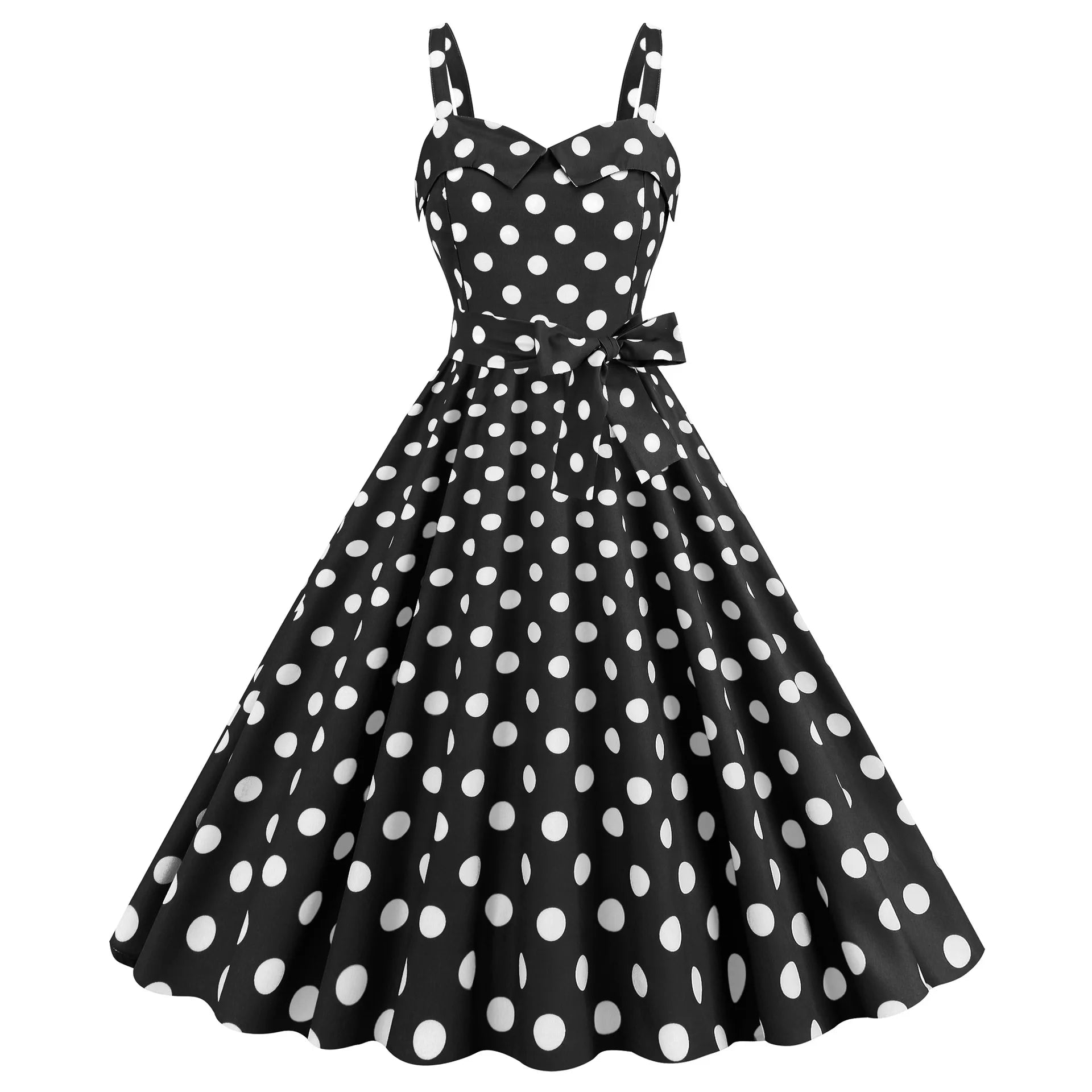 Elegant Women Polka Dot Dress Summer Hepburn 1950s 60s Vintage Sexy Halter Rockabilly Retro Party Office Dresses 2026 Robe Pinup
