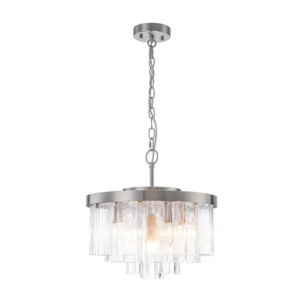 Kieran Modern Tiered Water Glass Drum Chandelier