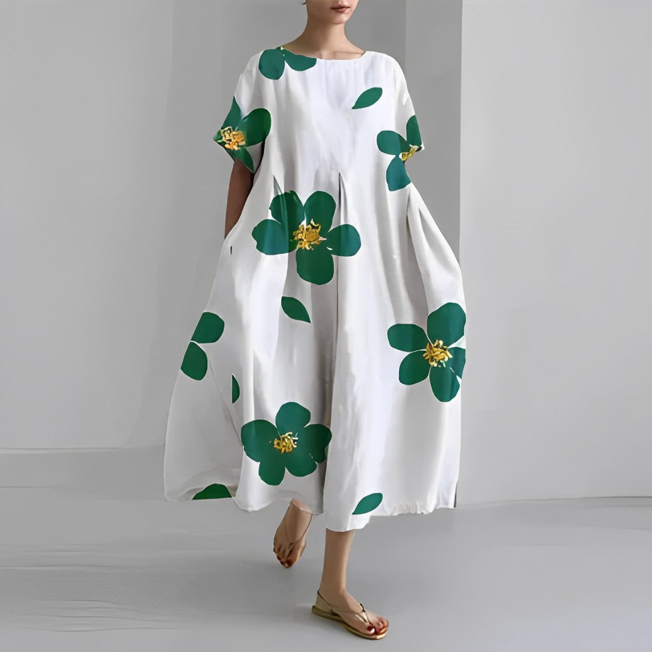 Avencea - Midi Dress with Floral Pattern