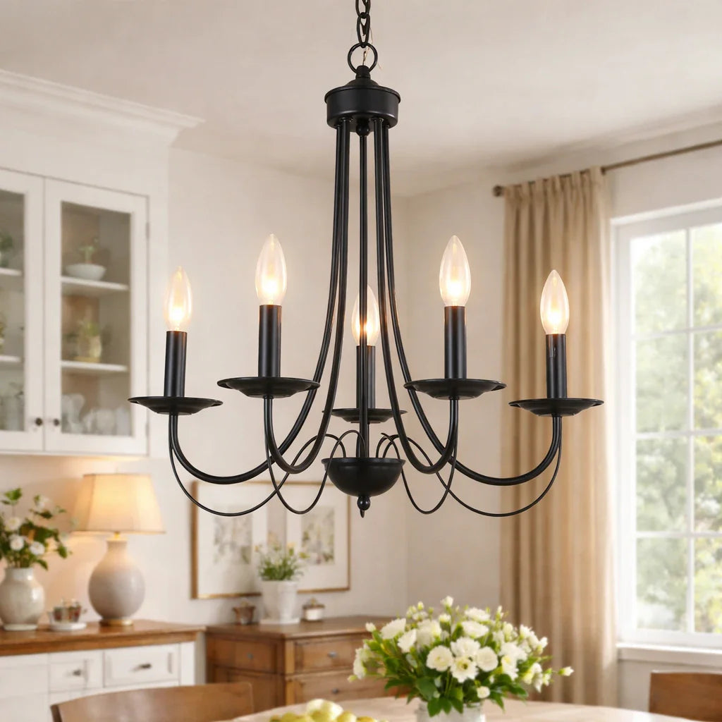 Fiona Candle Style Metal Chandelier Ceiling Light