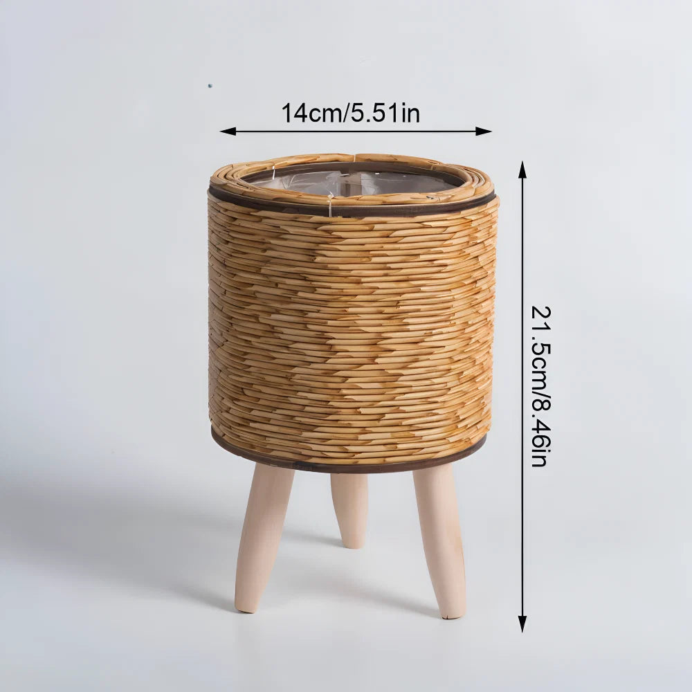 Artificial Basket Planter Rustic Rattan Floral Pot