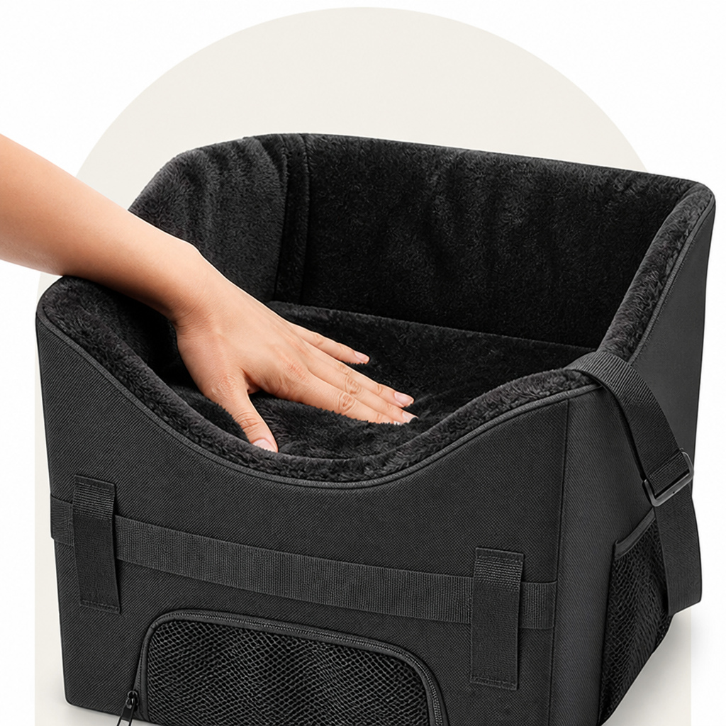 DogBedHouse Padded Elevated Dog Car Booster (Removable Washable Cover)
